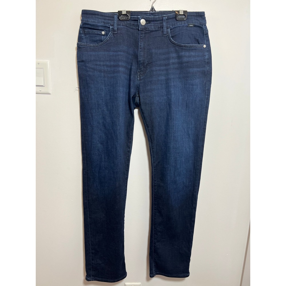 Mavi Jake Slim Leg Jeans Mens Dark Indigo Wash Whiskered Denim Pants